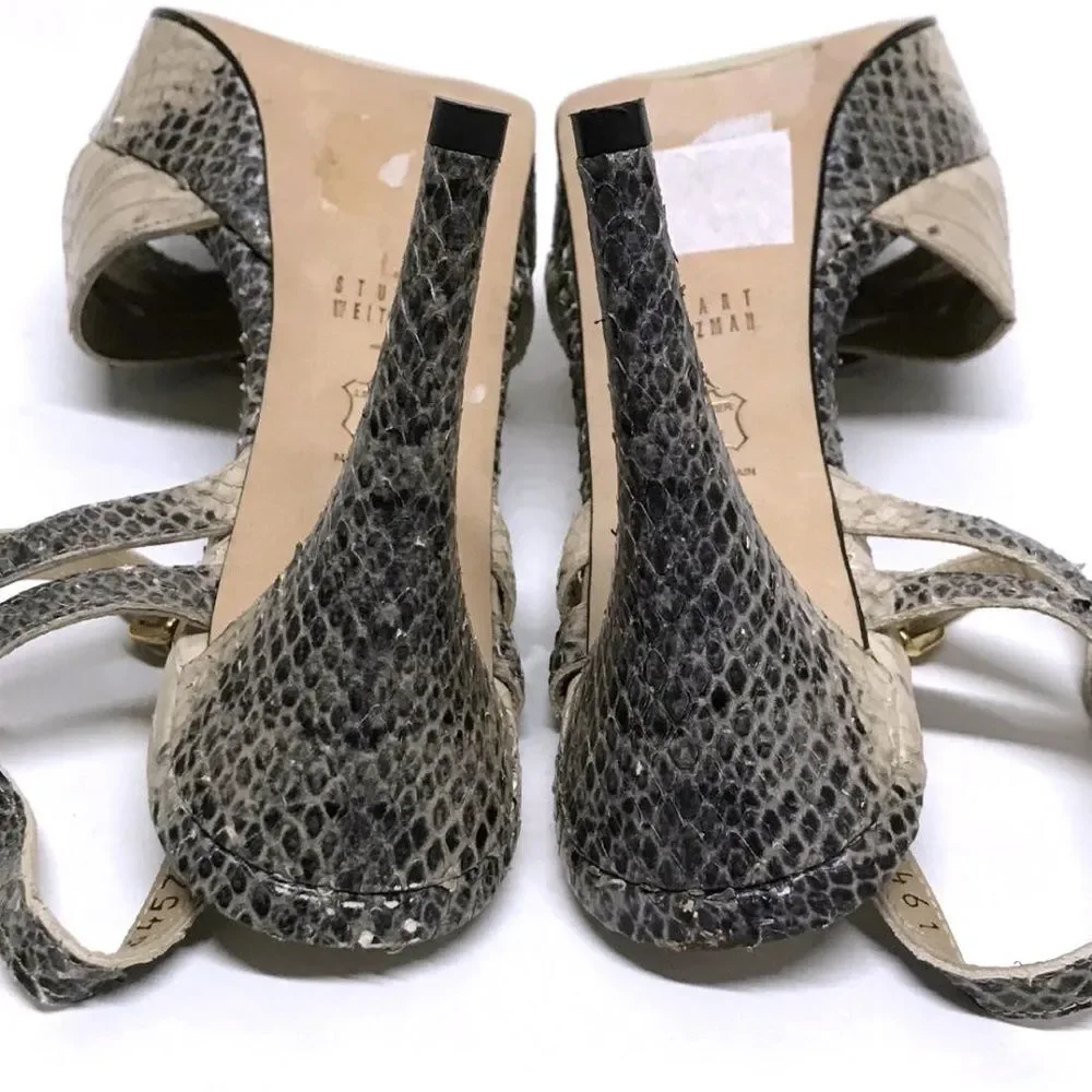 STUART WEITZMAN Loop Thru SNAKE Sandals Heels 8.5